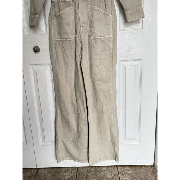 NWT Women's Denim Baggy Jumpsuit - Universal Thread Beige One Piece Size 4 - Picture 16 of 16